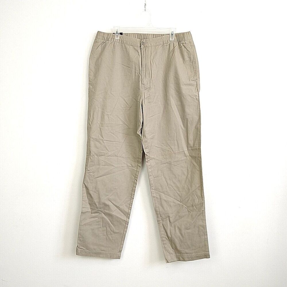 NWT St Johns Bay Mens sz 38‎ x 34 Pants Khaki Tan Easy Weekend Twill Pockets Zip